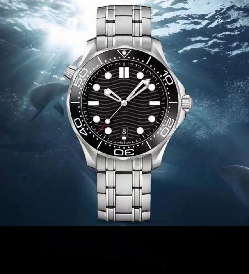The men's watch features a precision steel bezel with black ceramic diving scale hollowed embossed hour scale The white luminous coating is automatic 42mm watches