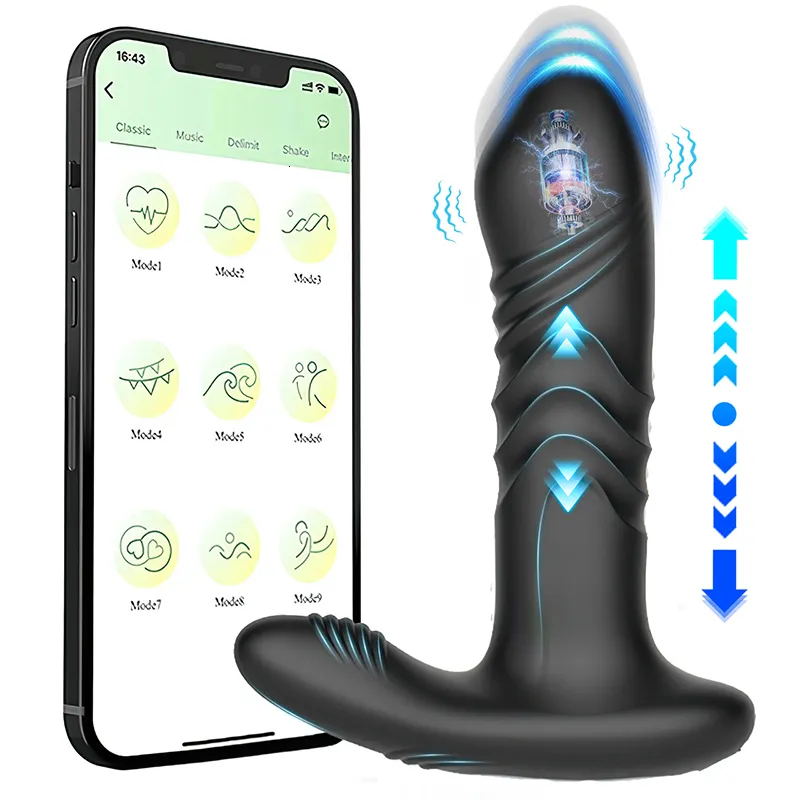Giocattoli anali App Controllo Plug Vibratore anale Massaggiatore prostatico Stimolatore testicoli Ano Masturbatore_voghion.com