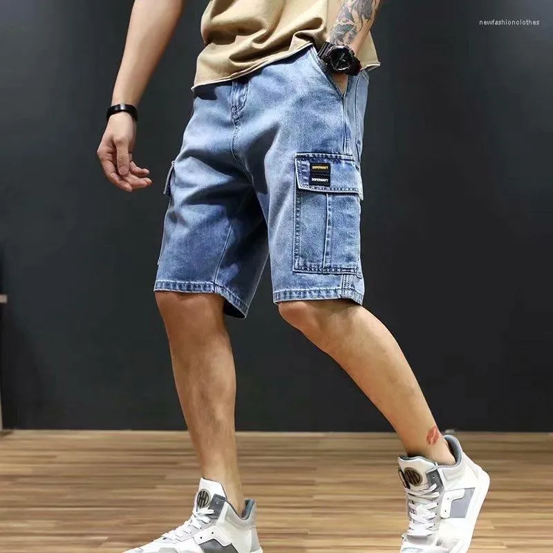 Мужские джинсы летние модные бренды джинсовые шорты свободные пятые брюки тонкие пиратские бриджи молодежная рабочая одея