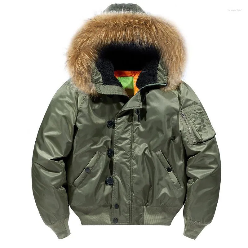 남성용 재킷 겨울 군사 두꺼운 따뜻한 재킷 군대 전술 스타일 모피 칼라 후드 폭격기 수컷 복고풍 패션 파카 S-XXL
