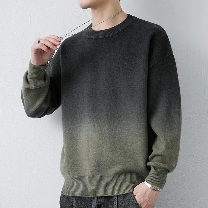 DHgate.com:Mens Gradient Knit Sweater: Stylish O-Neck