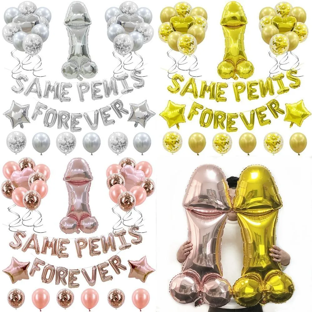 Other Event Party Supplies 1Set Bachelorette Party Decor Same Penis Forever Foil Balloon Set Hen Party Accessories Globos Wiht Rose Gold Confetti Ballon 230810