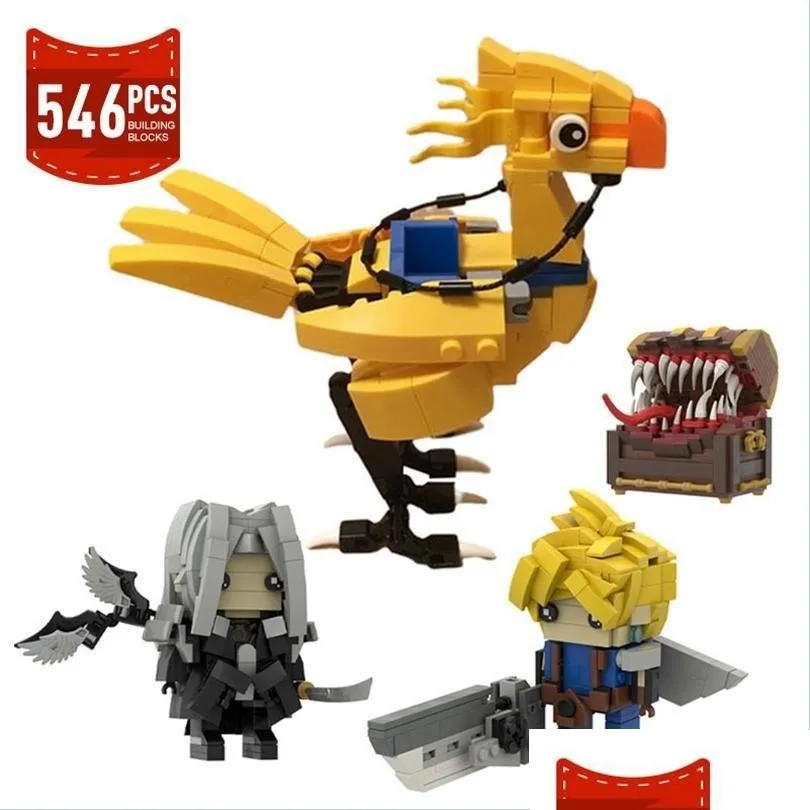 Блоки MOC Game Final Fantasied Animals Chocoboed Building Mascot Figure Kwehs Bricks Model собрала игрушки для Childre Del Dhby6