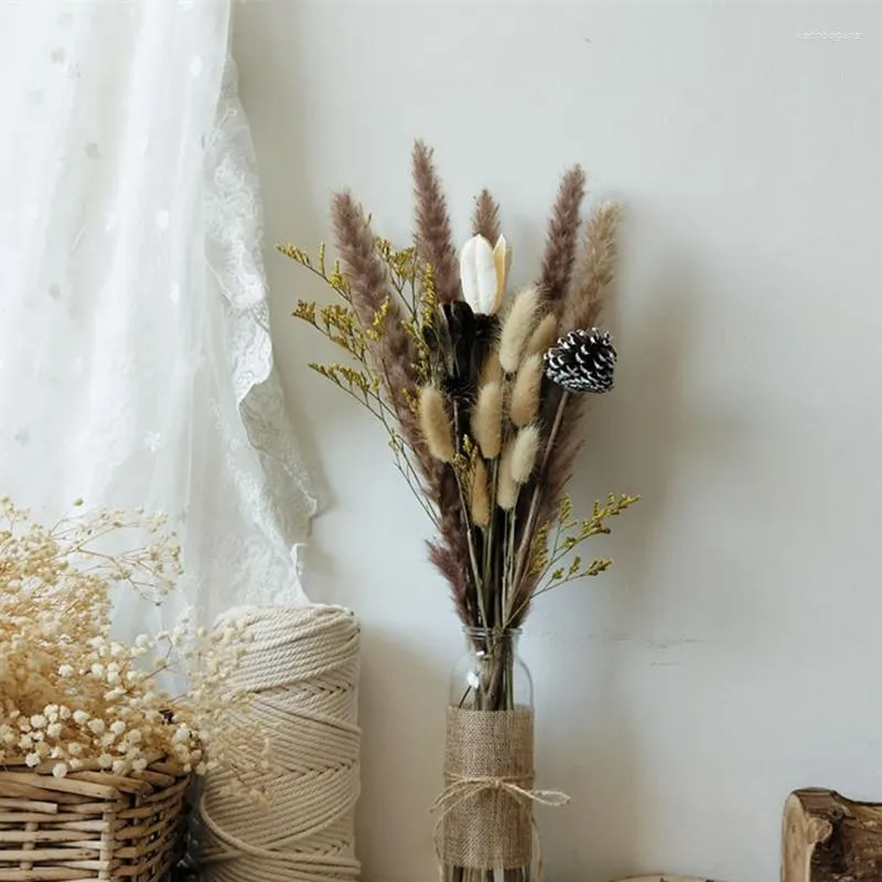 Decorative Flowers Natural Dried Pampas Tail Grass Color Fluffy Ornaments Essential Bleached Bouquet Vintage Boho Style Home Decor