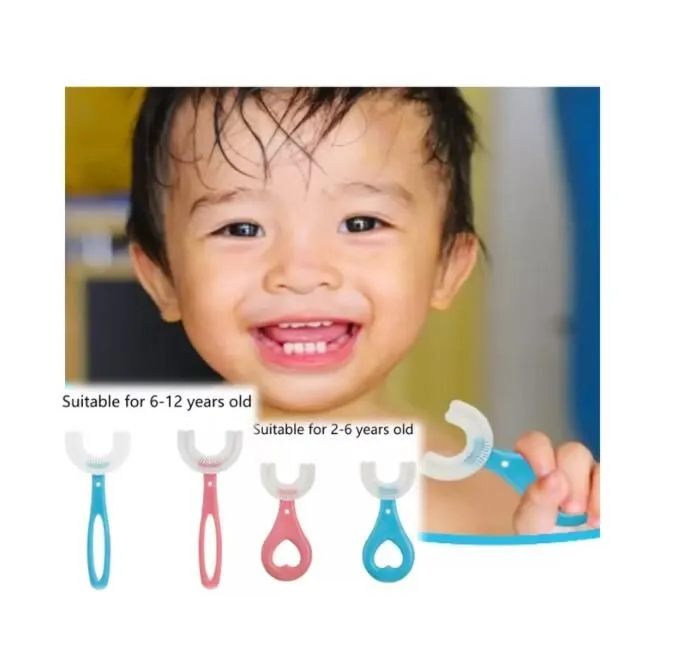 Baby Kids Teethers Health Care Brushes U-Shape 360 Degree Soft Silicon Hand Oral Cleaning Tooth For Boy Girl Age 2-12T