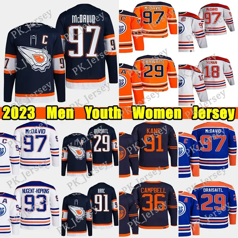 Edmonton''oilers ' #97 Connor McDavid Reverse Retro Hockey Jersey #29 Leon Draisaitl 99 Wayne Gretzky Jack Campbell Evander Kane Ryan Nugent-