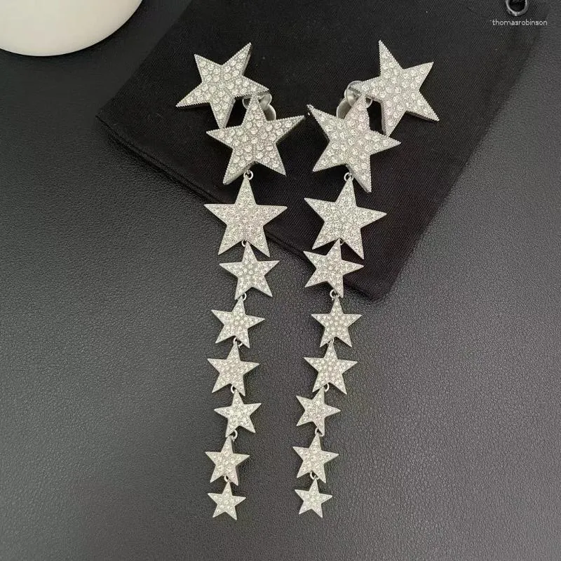 Серьги без ветерских Wonder Fringe Zirconia Star Clip для женщин -дизайнерские ювелирные украшения не пирсин