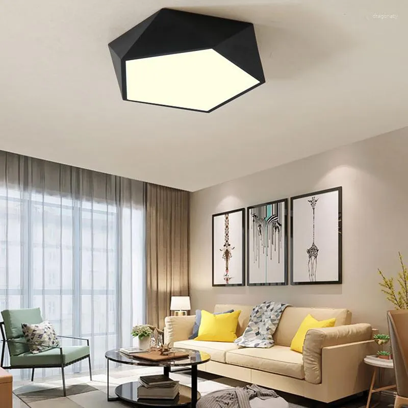 Ceiling Lights Nordic Minimalist Room Light Creative Geometric Diamond Pentagon Modern Indoor Home Bedroom