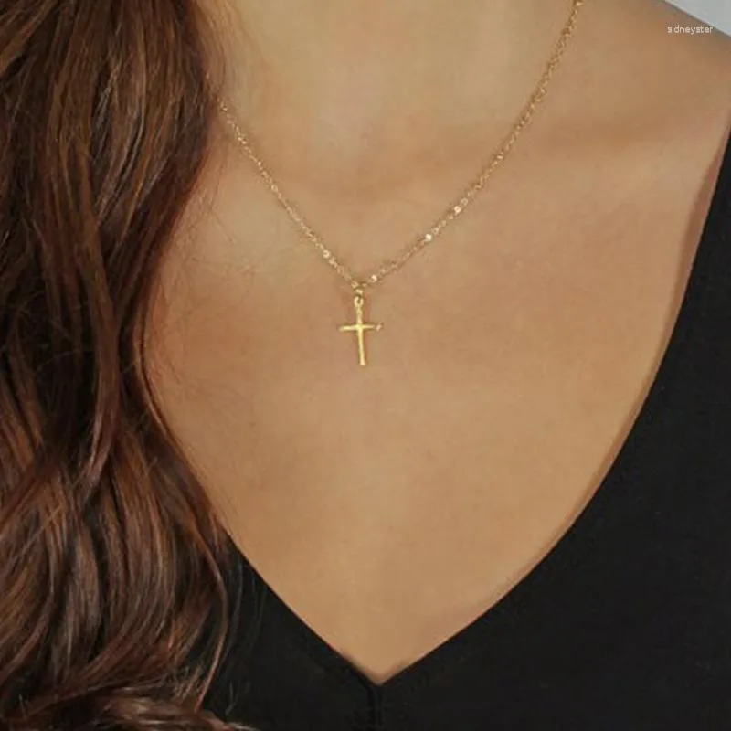 Anhänger Halsketten Sommergoldkette Kreuz Halskette kleiner religiöser Schmuck
