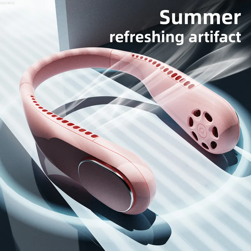 4000mAh hängande halsfläkt vikbar sommarluftkylning USB uppladdningsbar bladlös Mute Neckband fans utomhus pluralla personlig fläkt, bärbar hängande nackfläkt