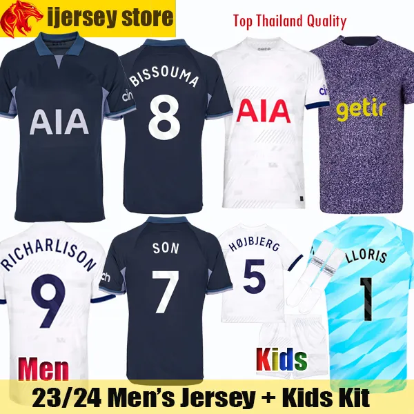 23 24 Tottenham Son Soccer Jersey 2023 2024 Spuit Kane Richarlison Perisic voetbalshirt Kulusevski Bentancur Mens Long Jersey doelman Womens Shorts Kids Kit