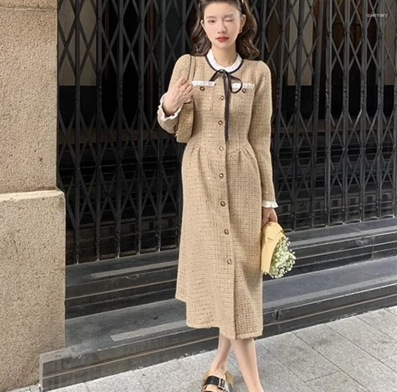【CHICLINE】Luend Big Collar Tweed Dress☆韓国で大人気☆ DHgate.com:French Elegant Tweed Long Dress for Women, Autumn