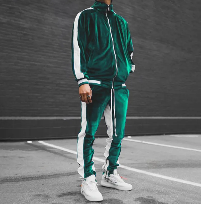 Męskie dresy McSorley drotiuit Gold Velvet Casual Set Spring Autumn Mężczyzna sportowy garnitur 2 -częściowy Hip Hop Streetwear Fashion Sport