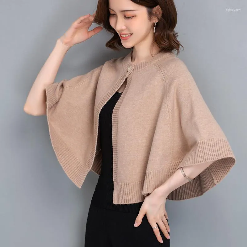 Womens Knits Cape And Shawl Knitted Cardigan Season Short For