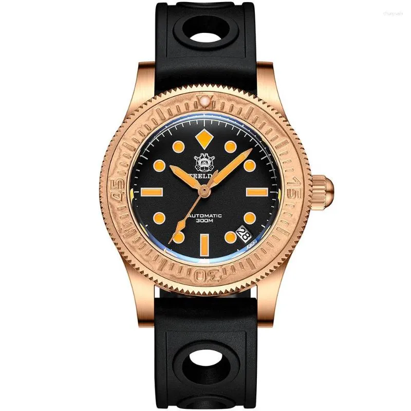 Bilek saatleri çelik divan dalgıç saatleri 62mas bronz dalış 300m su geçirmez otomatik mekanik kol saati aydınlık safir kristal nh35
