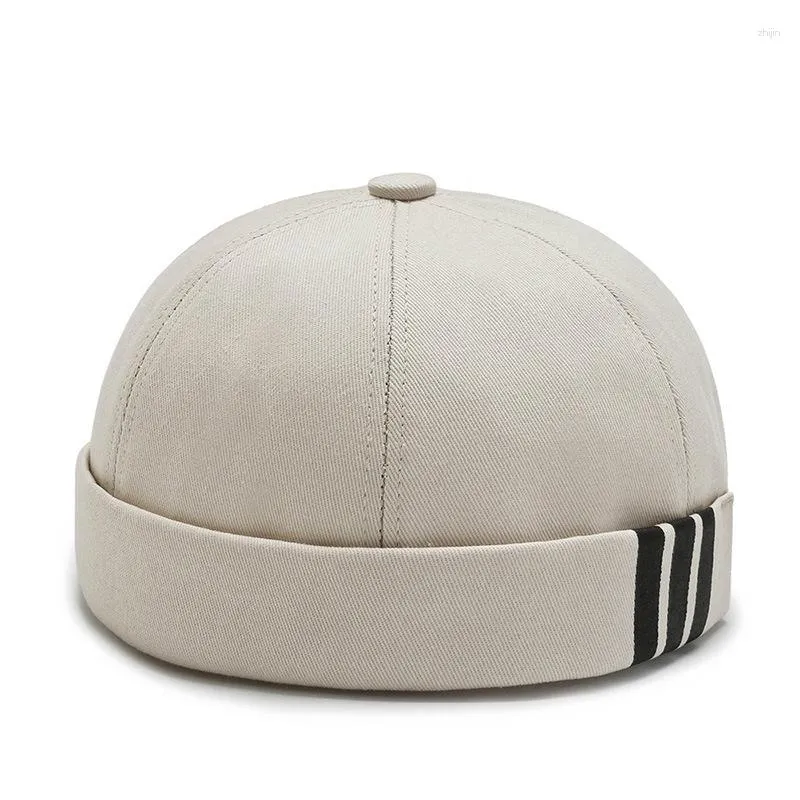 Berets Cotton Brimless Hat Men Women Bucket Cap Adjustable Hip Hop Beanie Skull Casual Solid Pumpkin Portable Melon Caps DP045