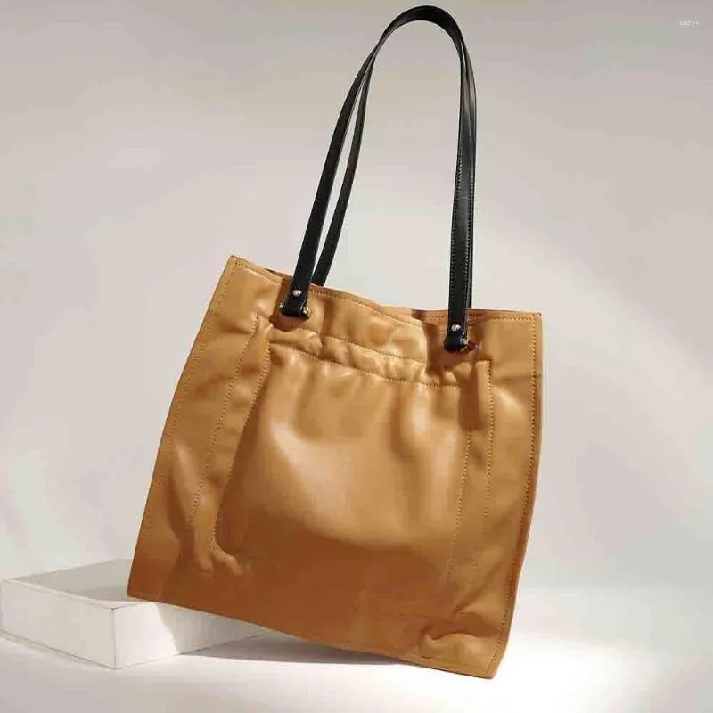 Evening Bags MS Unique Style Large Tote Women Leather Luxury Soft Cow Hide Skin Shoulder Bucket Handbag Chic Lady Daily Bag 2023