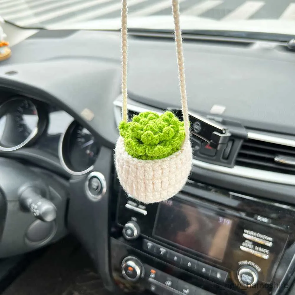 Dekorationen Pflanzenpflanzen Häkeln Saftiges Auto Hanging Plant  Innenrückspiegeldekor Für Frauen R230811 Von 10,36 €