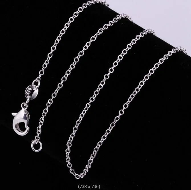 925 sterling silverplätering rolo "o" kedjhalsband 1mm 16/18/20/22/24 '' 925 silverkedjor passar pendell Klassiska smycken