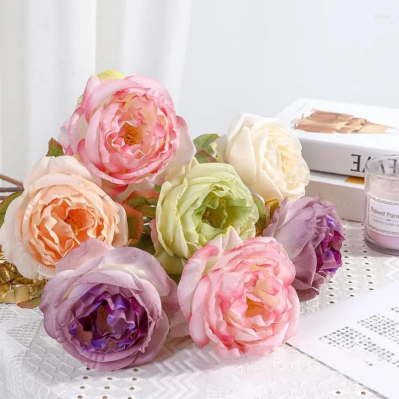 Dekorativa blommor 1 st Silk Roll Edge Rose Artificial Simulation French Romance Decoration Bedroom Wedding Home Craft