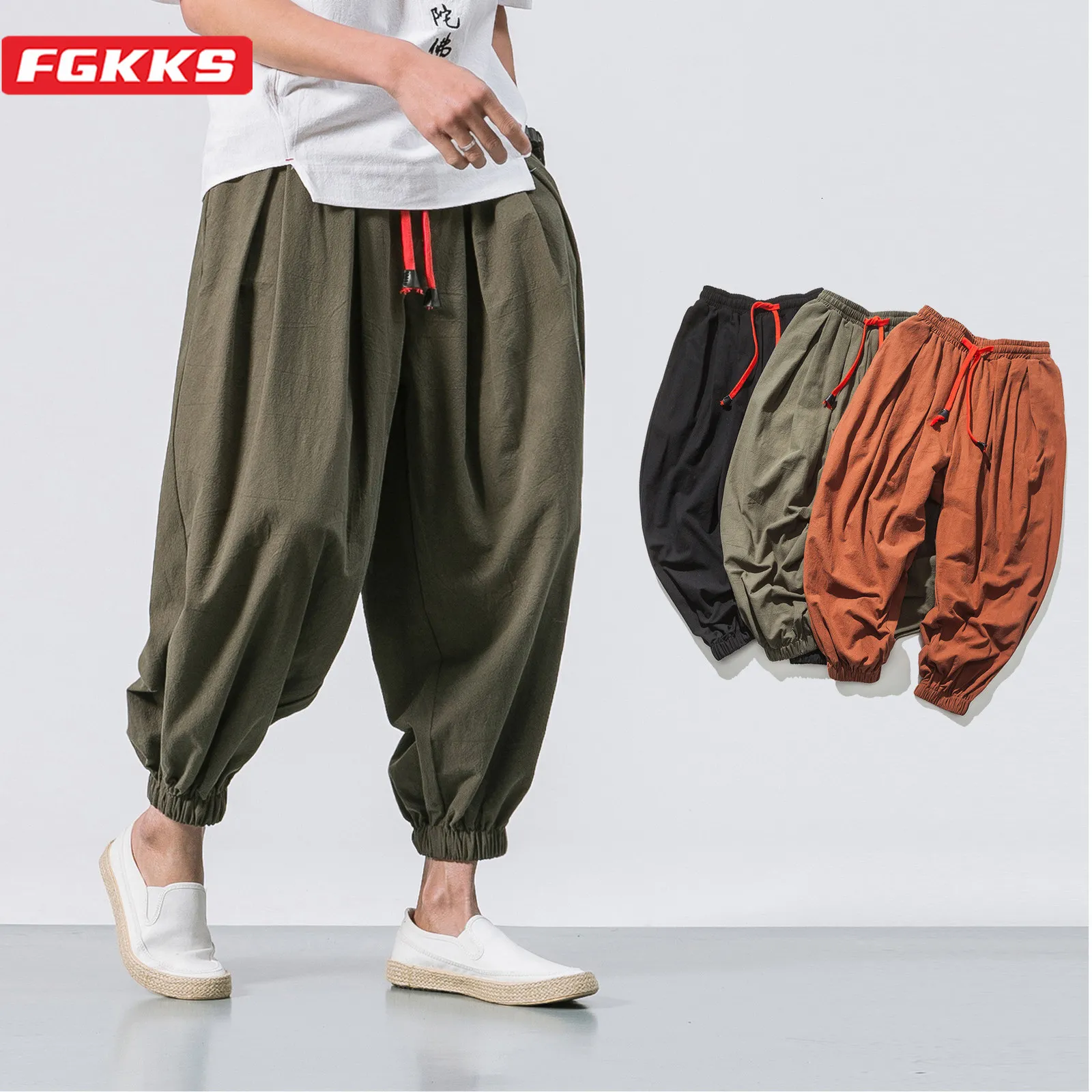 Calças masculinas FGKKs Spring Men Logo Harem Pants Chinesa Roupa com sobrepeso Sorto de alta qualidade Marca casual de tamanho grande masculino 230811