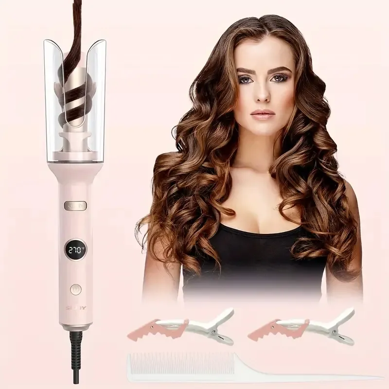 Ceramic 360 ﾰ Curler Hairling Hairling للشعر الطويل - درجة حرارة قابلة للتعديل 270 ﾰ F -410 ﾰ F - تجعيد الشعر الاحترافي لنتائج جودة الصالون