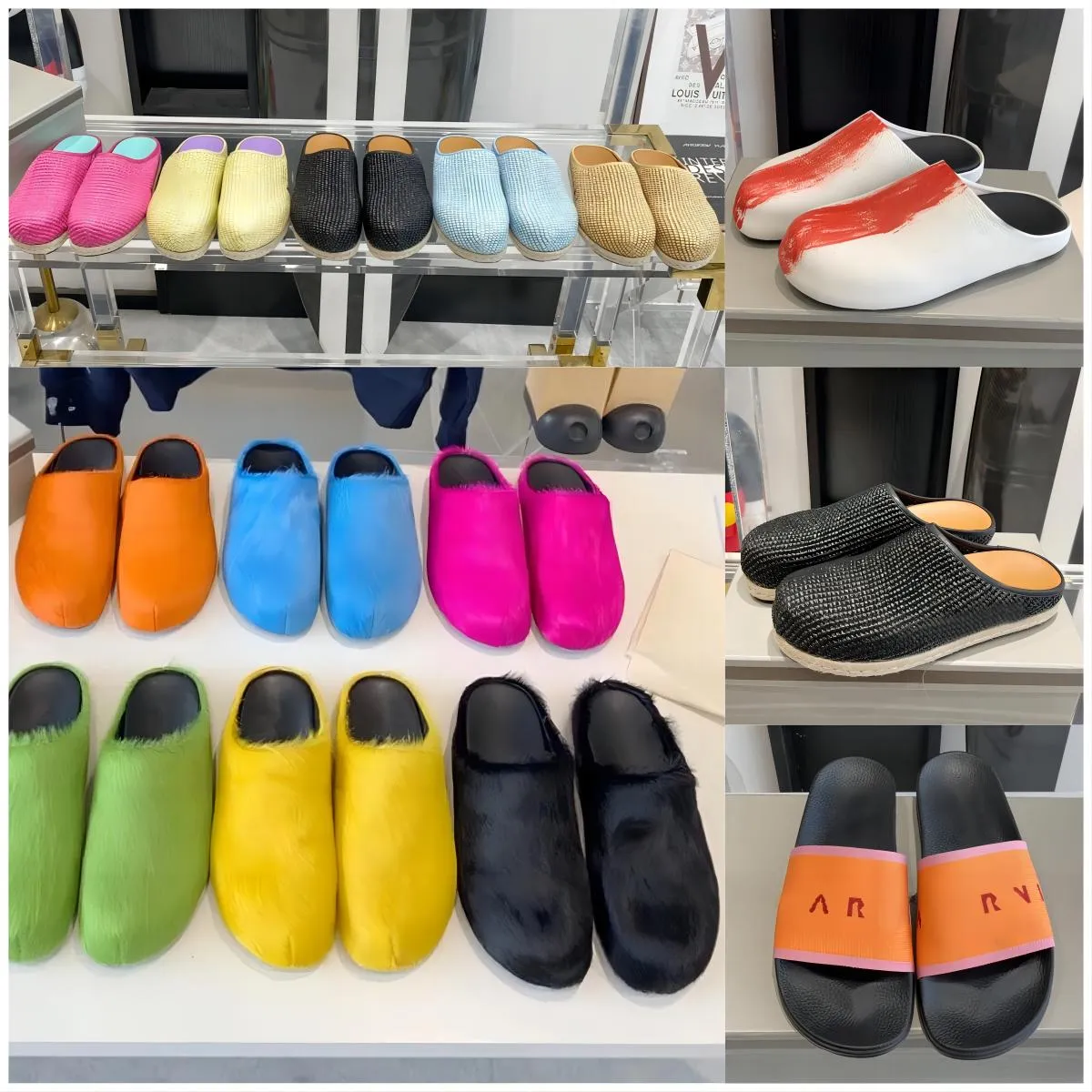 Fussbett Sabot Sandal Designer Raphia Peluche Sabots Sandale Mocassins Mules Pantoufle Femmes Hommes Luxe Fourrure Fuzzy Mode Plat Pantoufles En Plein Air