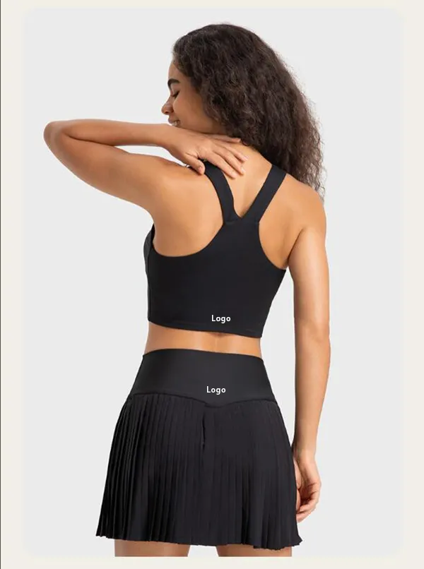 Aolike Women Fashion Double Layer Sports Skirt Elastic Waist