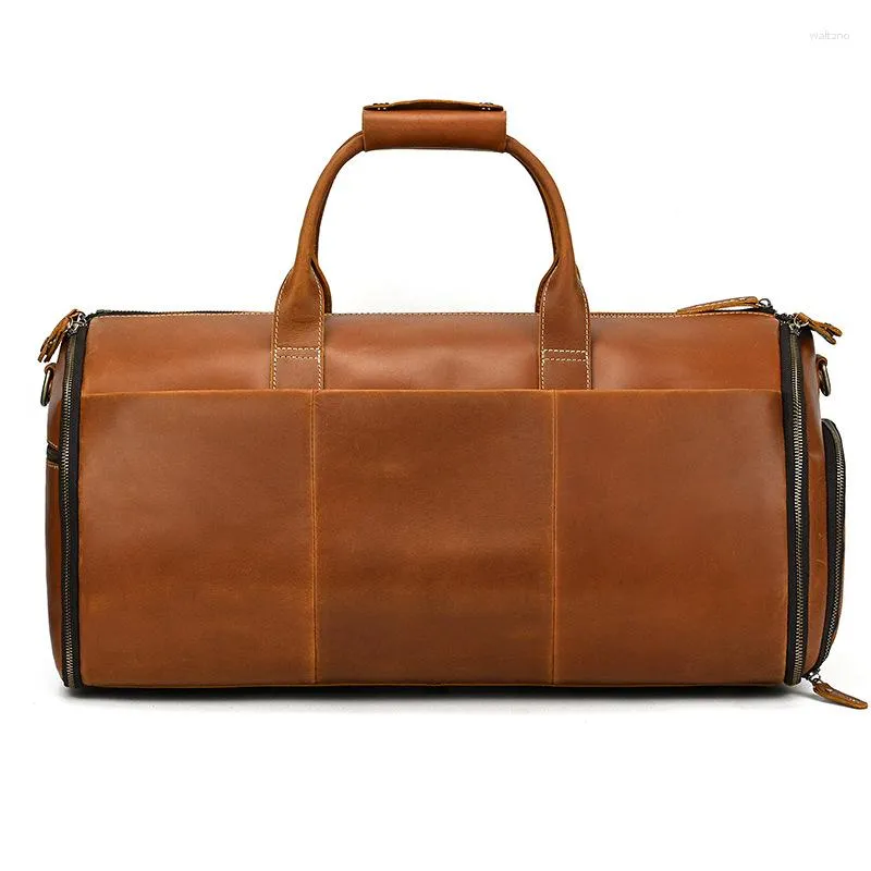 Torby Duffel oryginalna skórzana torba odzieżowa z paskiem na ramię nosić dla mężczyzn kobiety 2 w 1 wiszącej walizce Kabina podróżna
