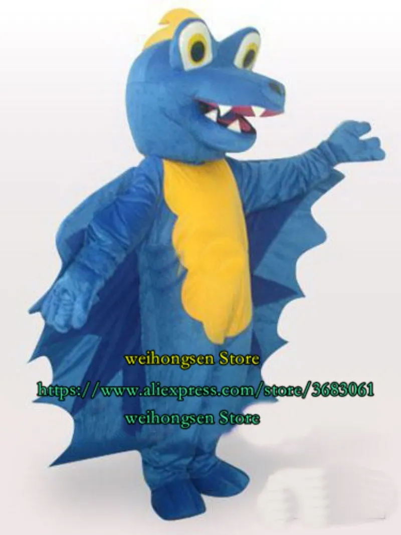 Super Soft Velvet Blue Dinosaur Mascot Costume Role Play Neutral Cartoon Suit Adult Size Holiday 200