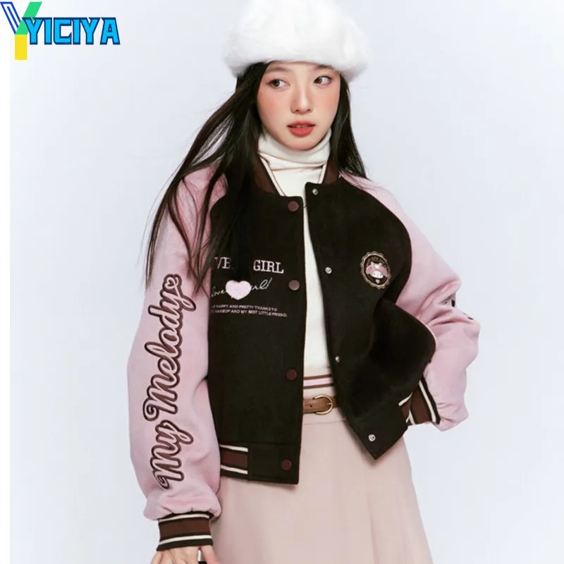 Kurtki damskie Yiciya Varsity Jacket Bomber Women Pink Baseball Racing Fashion Korean Windbreak Y2K Vintage Jacket Coat 230810