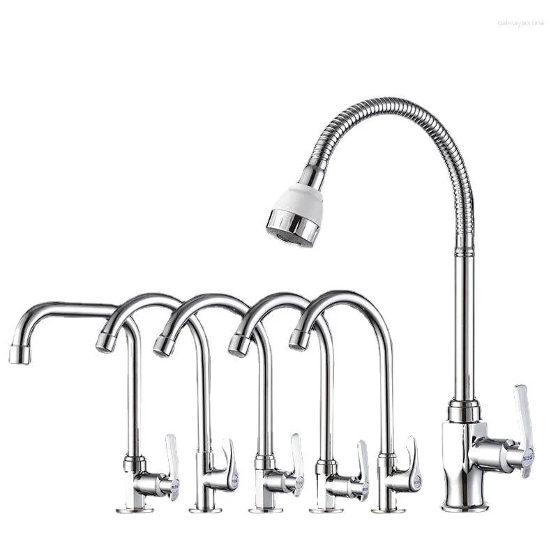 Kitchen Faucets Faucet Single Cold Water Rotary Balcony Vertical Big Bend Sink