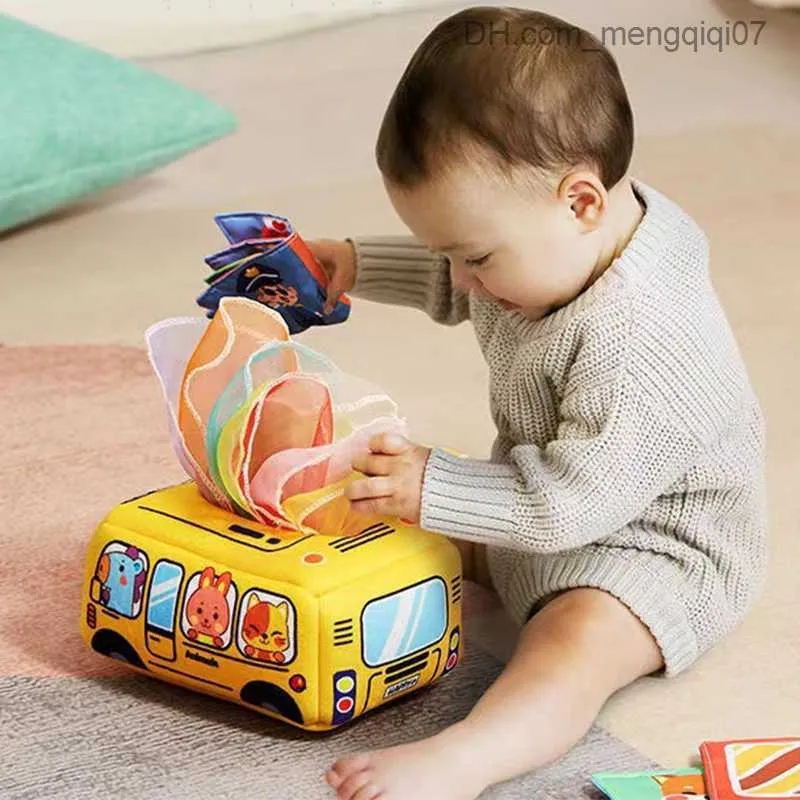 Tire Toys Montessori Tissue Box Baby Sensor Touet 6 12 Mois Tiller