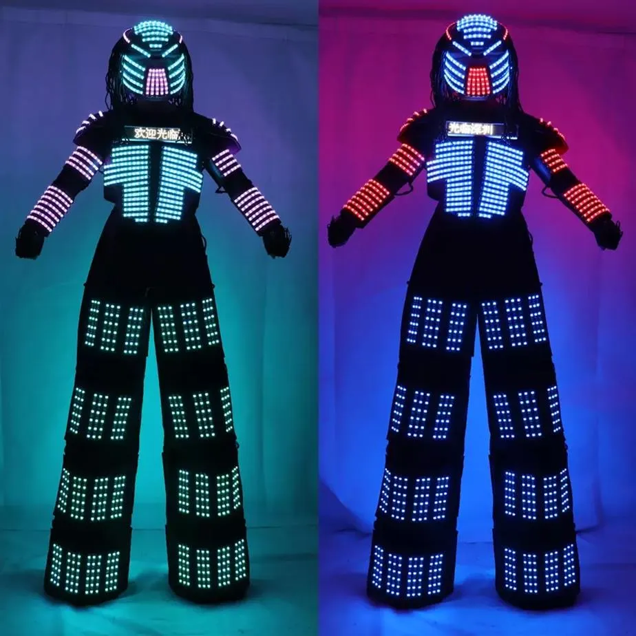 Robot LED Stilts Walker LED Light Robot Costume Clothing Event kryoman Costume led disfraz de robot3105