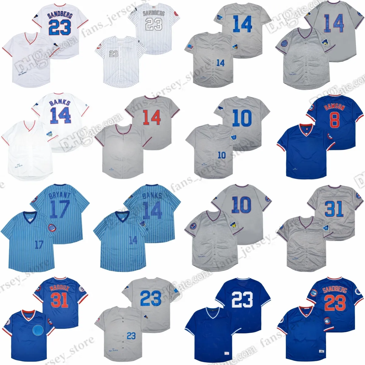 1994 Vintage Baseball Jerseys Santo Dawson Banks Sandberg Maddux zszyte koszulkę