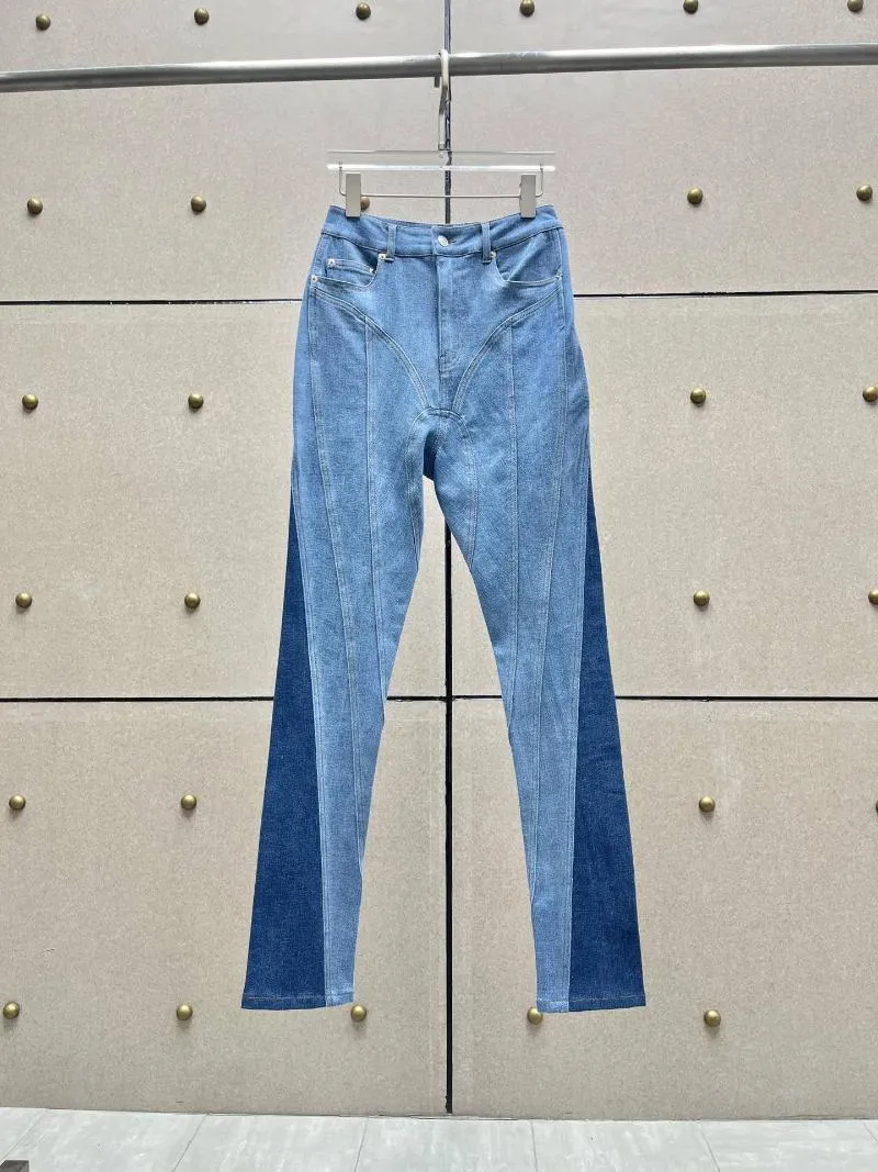 Kvinnors jeans 2023 Högkvalitativ modedesign tvättad och lappad smal benform tunga bantning av midja byxor y2k