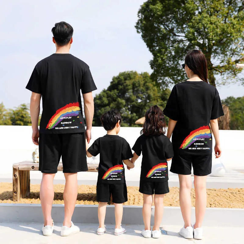 Bijpassende familie-outfits Bijpassende familiekleding Bedrukken Paar shirts Moeder Dochter Casual Katoen Zacht Korte mouwen Tops Familie-outfits T-shirts