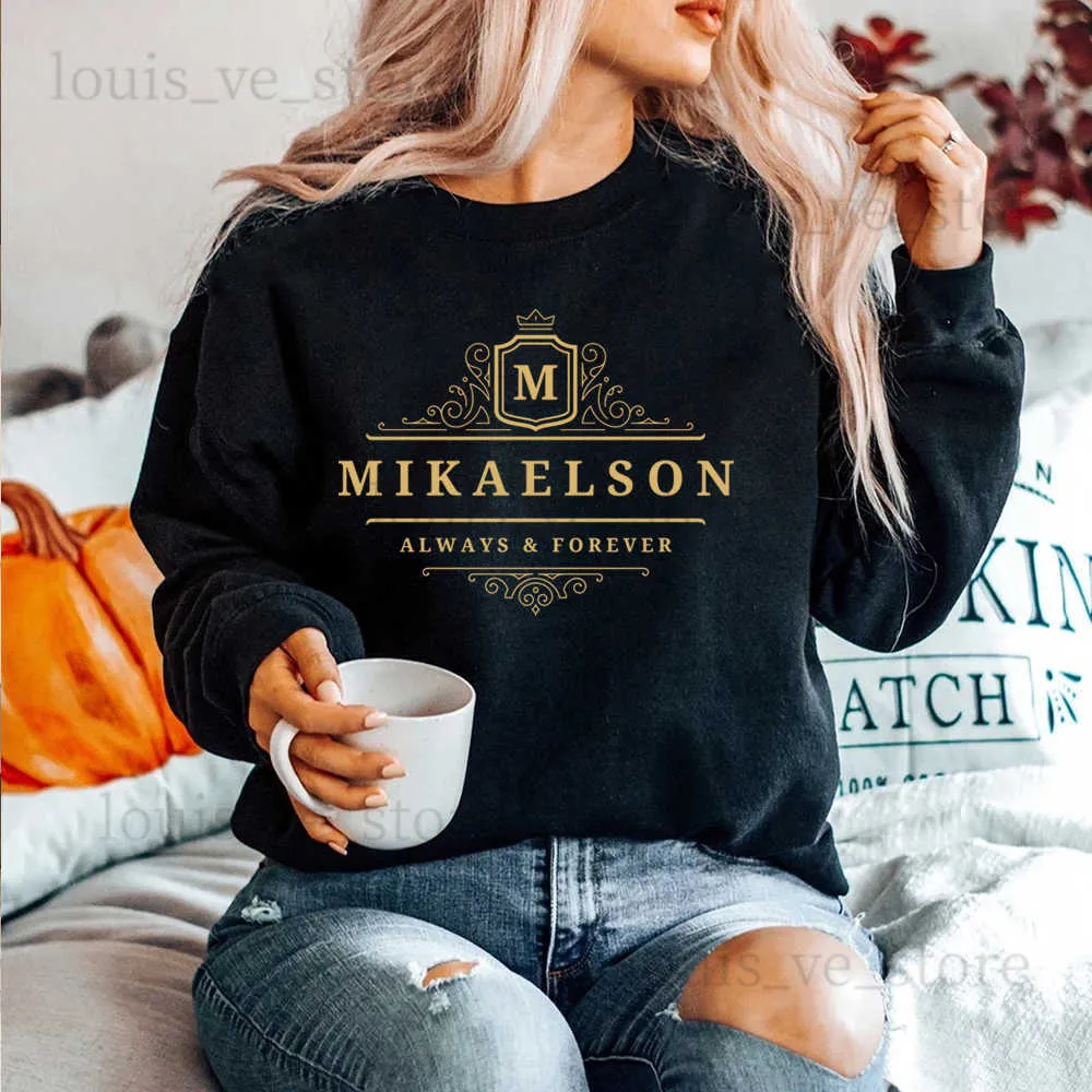 Mikaelson alltid och för alltid tröja original vampyrer hoodie mystic falls jumper vampire dagböcker TVD crewneck tröjor t230811