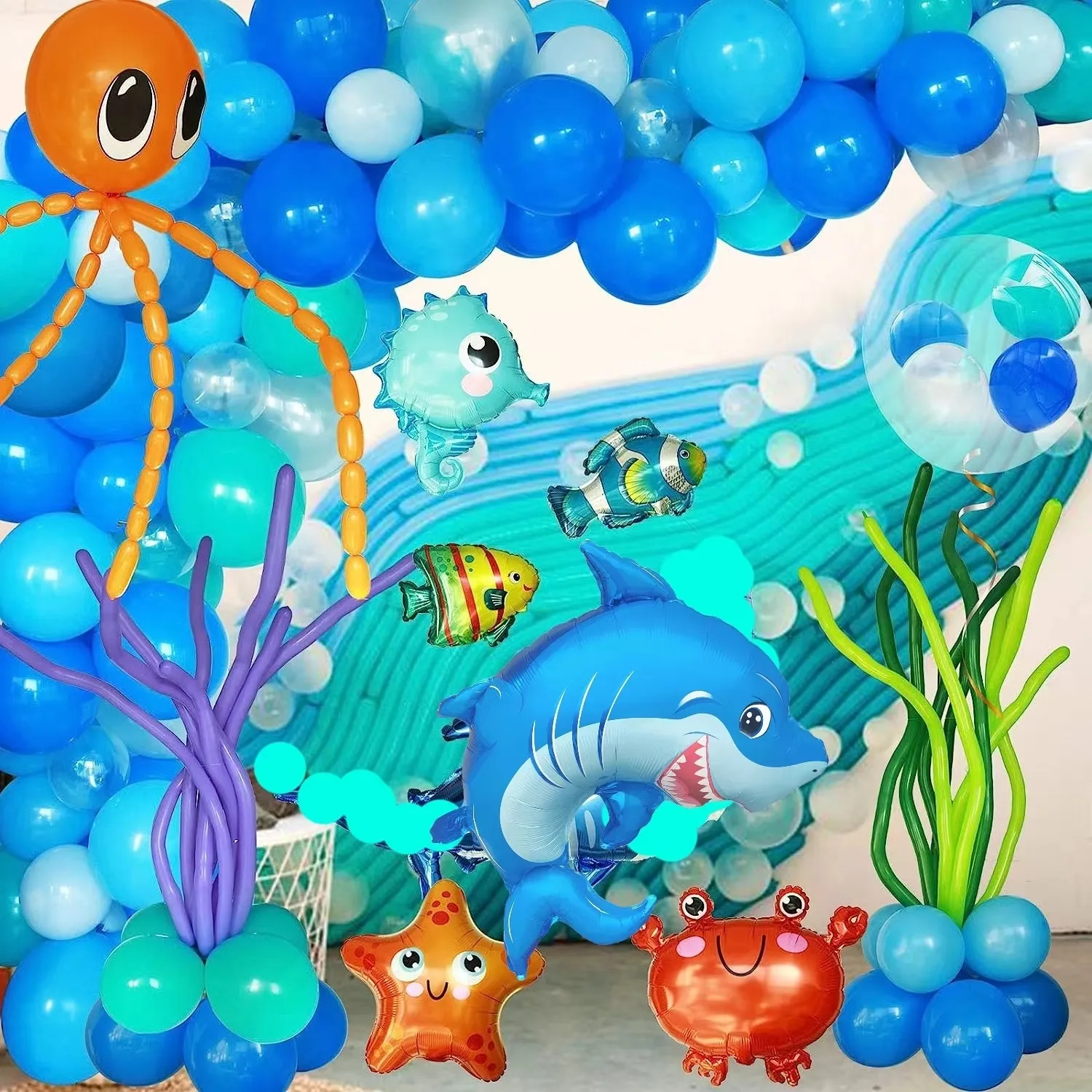 Shark Sea Birthday Party Balloons Marine Ocean Animals Themed Fish