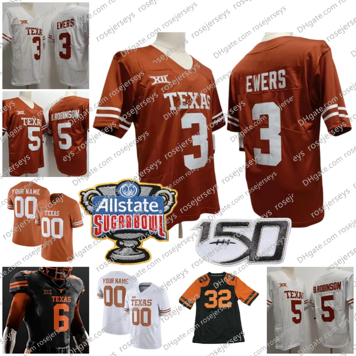 Custom Texas Longhorns Football Jerseys Quinn Ewers Arch Manning Xavier