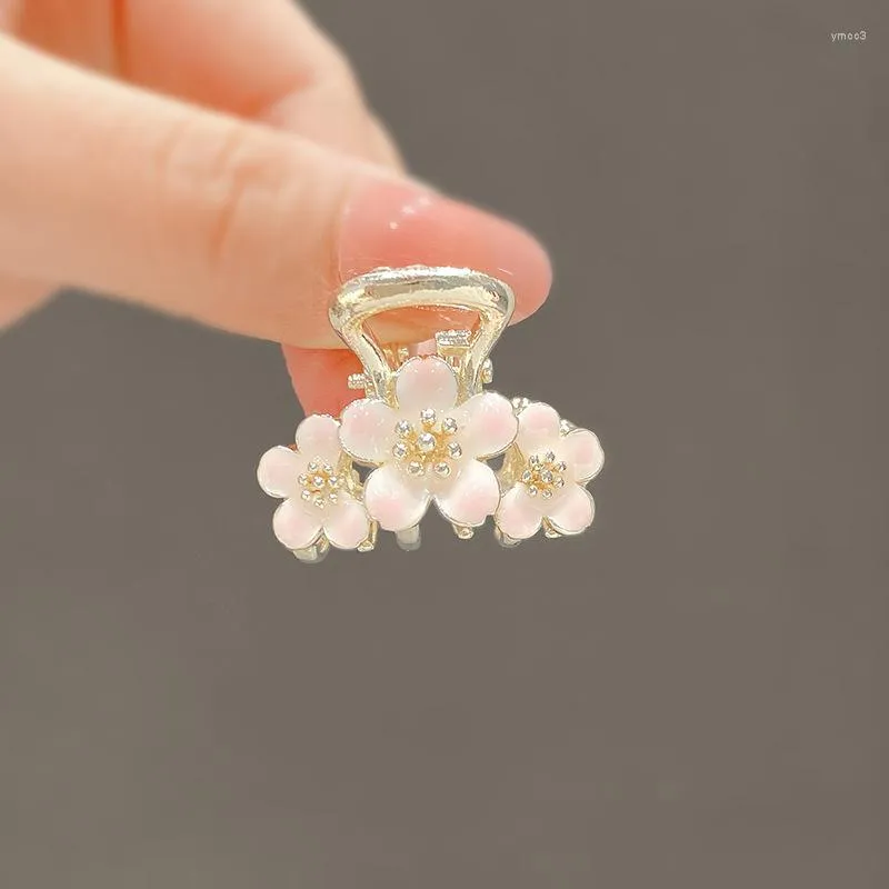 Hair Clips 2023 Fashion Pink Cherry Blossom Alloy Small Grab Clip For Women Cute Accessories Jewelry