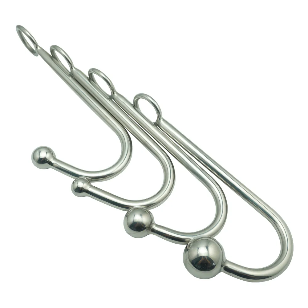 Anal Toys stainless steel metal anal hook with ball hole butt plug dilator prostate massager SM bondage sex to_voghion.com