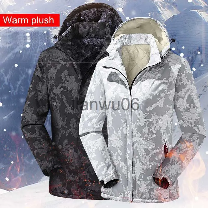 Men's Jackets New Men Hiking Jacket Outdoor Winter Inner Fleece Waterproof Women Windbreaker Camping Skiing Rain Jacket Thick Thermal Coat J230811