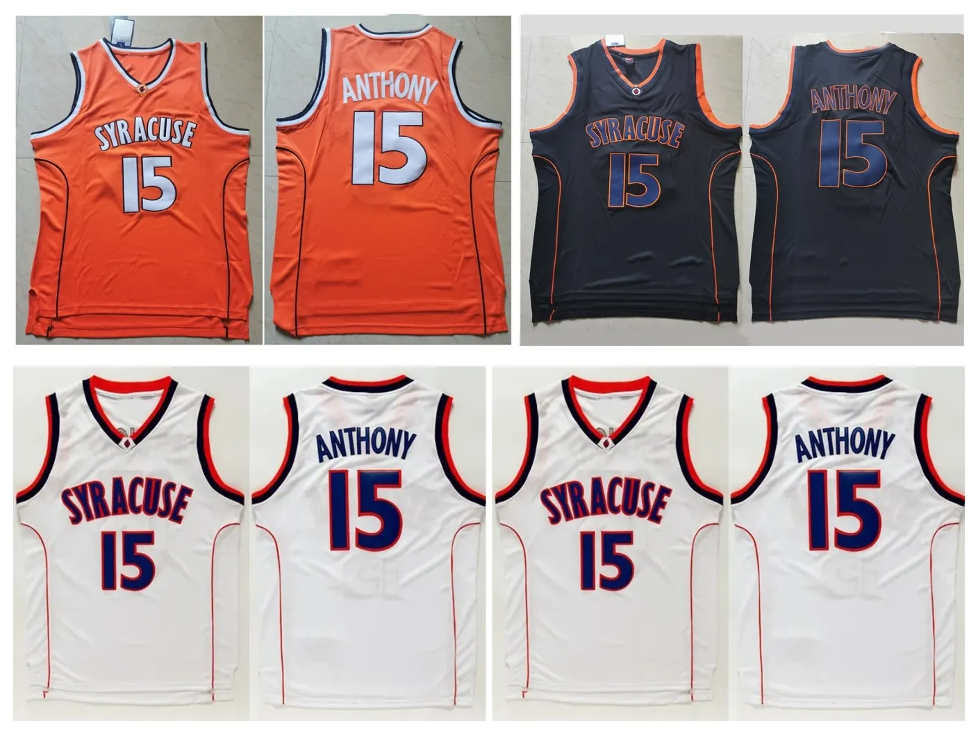 SL Carmelo 15 Anthony Syracuse College Basketball Jersey biały niebieski rozmiar S-xxl