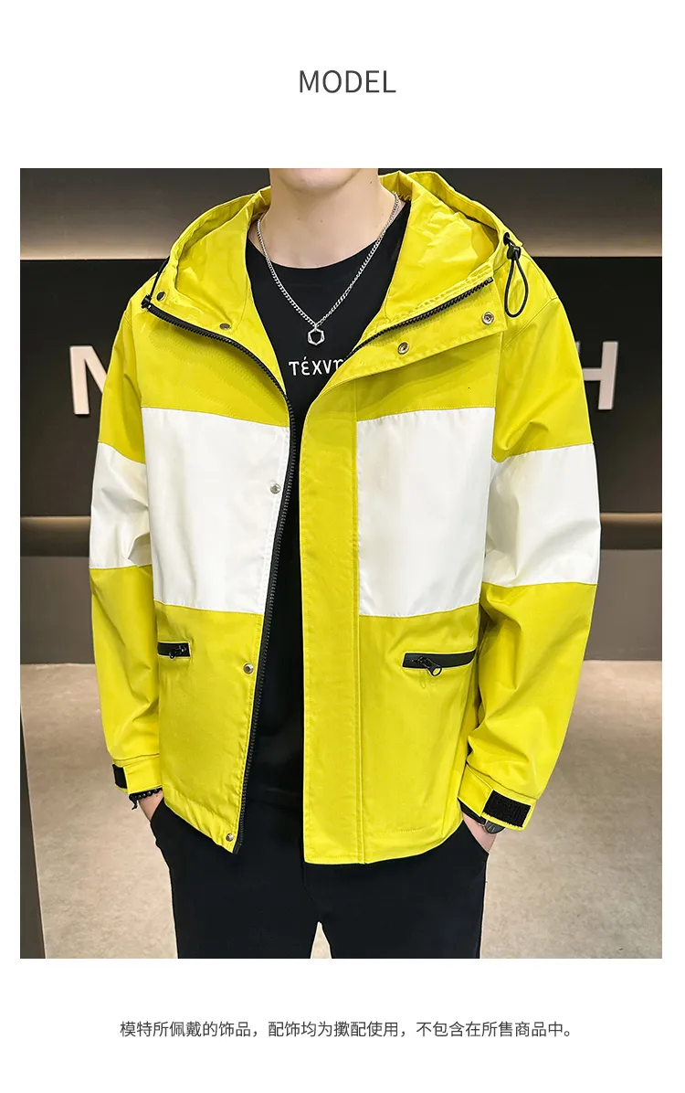 Mens Hooded Jackets Sale Jacket Loose Fit Solid Patchwork
