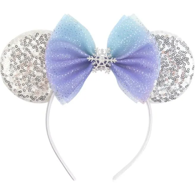 Kids Girls Cute Mouse Ears Hair Hoop Headwear Shiny Sequins Animal Ears Headband Headdress Cosplay Costume