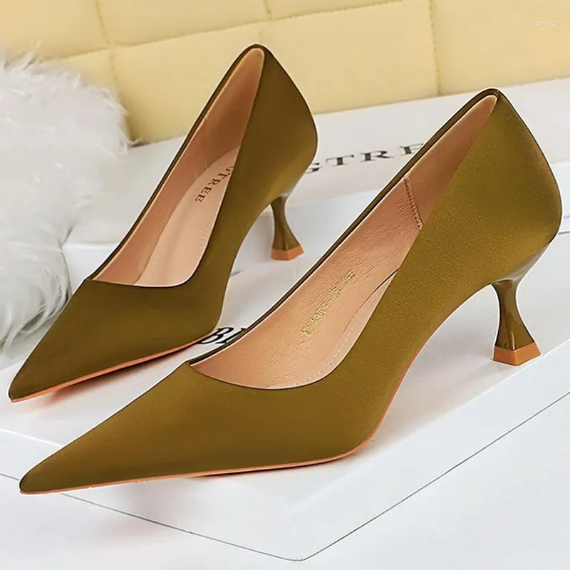 Dress Shoes BIGTREE Kitten Heels 5.5 Cm Women Pumps Silks Satins Lady Fashion Low Heel Female Large Size 43