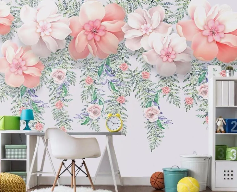 Wallpapers CJSIR Custom Wallpaper Three-dimensional Floral Watercolor Vine Hand Painted Living Room Bedroom TV Background 3d
