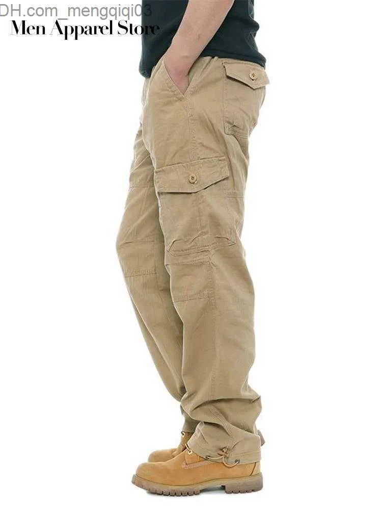 Dżinsy męskie czyste bawełniane 99% bawełniane spodnie męskie spodnie luźne plecaki na zamek męskie 2023 Letnie nowe ubranie męskie Z230814