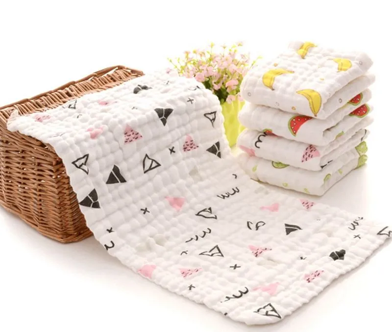 Baby Burp Cloths 100% Cotton Gauze Newborn Bath Towel Muslin Baby Face Towels Baby Bath Wrap Wipe Cloth 17 Designs DW4154